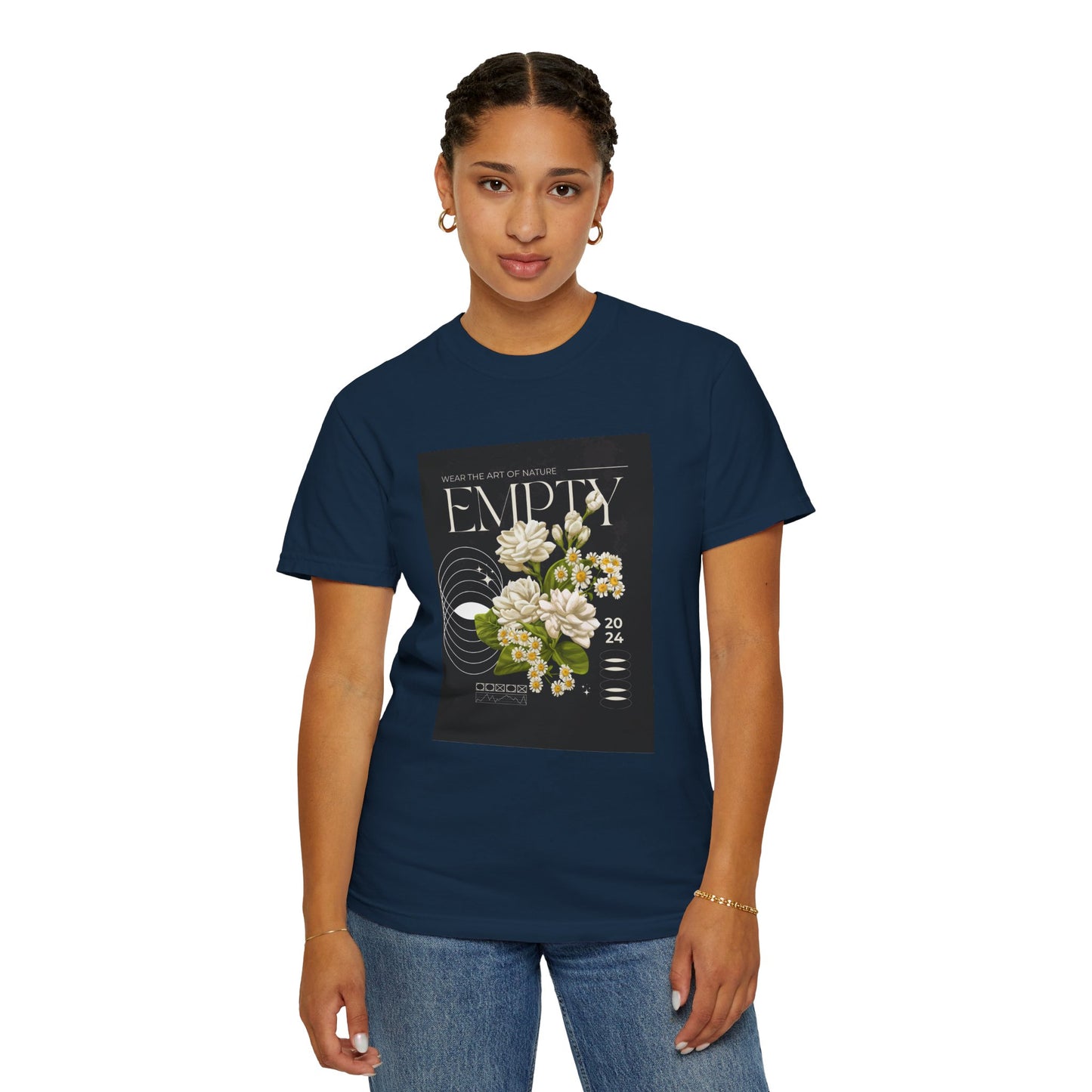Floral Art Unisex Garment-Dyed T-shirt - 'EMPTY' Design