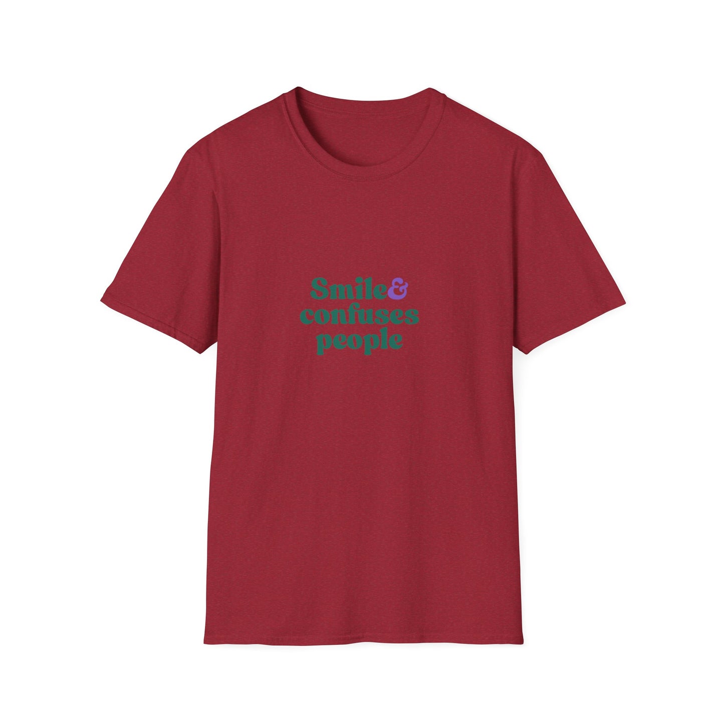 Funny Unisex Softstyle T-Shirt - "Smile & Confuses People"