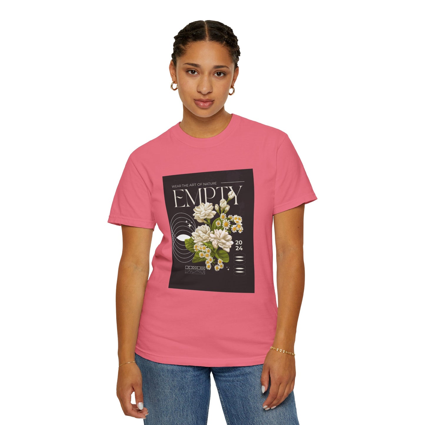 Floral Art Unisex Garment-Dyed T-shirt - 'EMPTY' Design