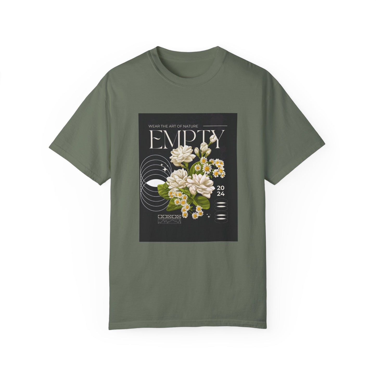 Floral Art Unisex Garment-Dyed T-shirt - 'EMPTY' Design