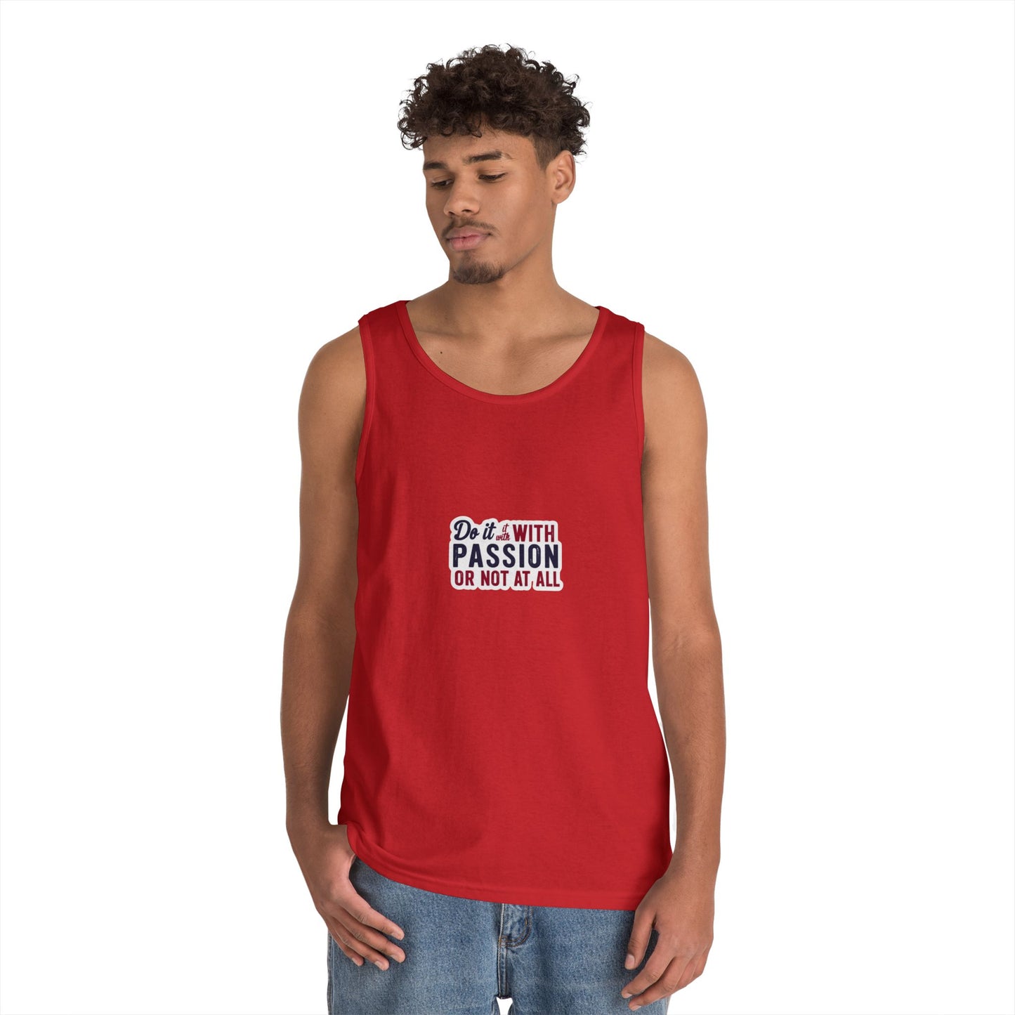 Inspirational Unisex Heavy Cotton Tank Top - "Do it with Passion or Not at All"