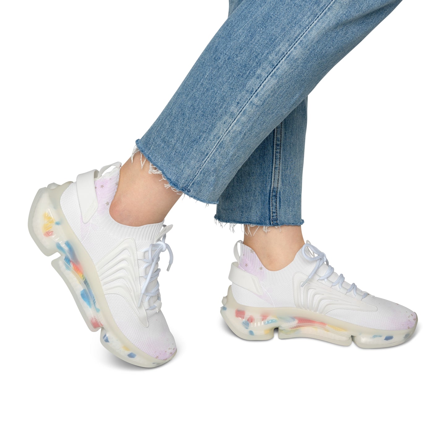 Baskets élégantes en maille pour femmes - Tendance et confortables avec des touches colorées