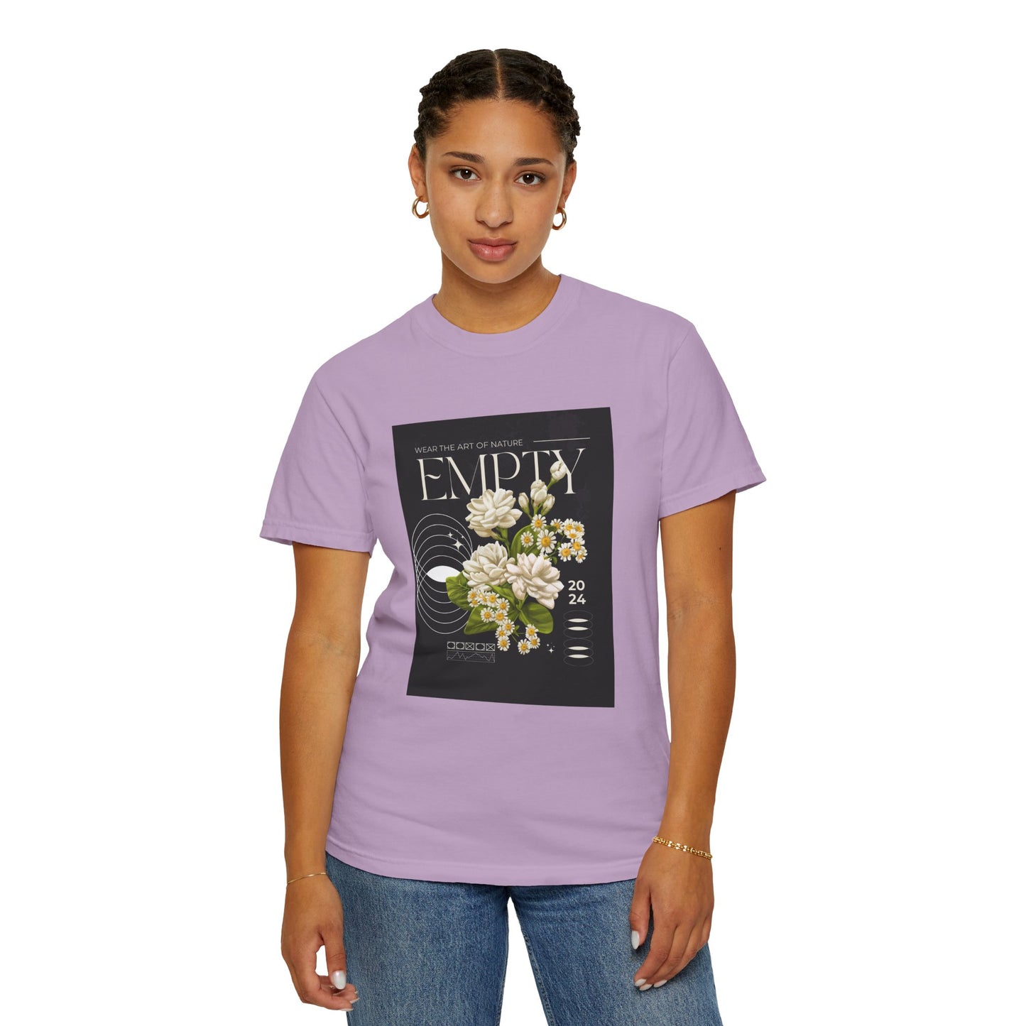 Floral Art Unisex Garment-Dyed T-shirt - 'EMPTY' Design