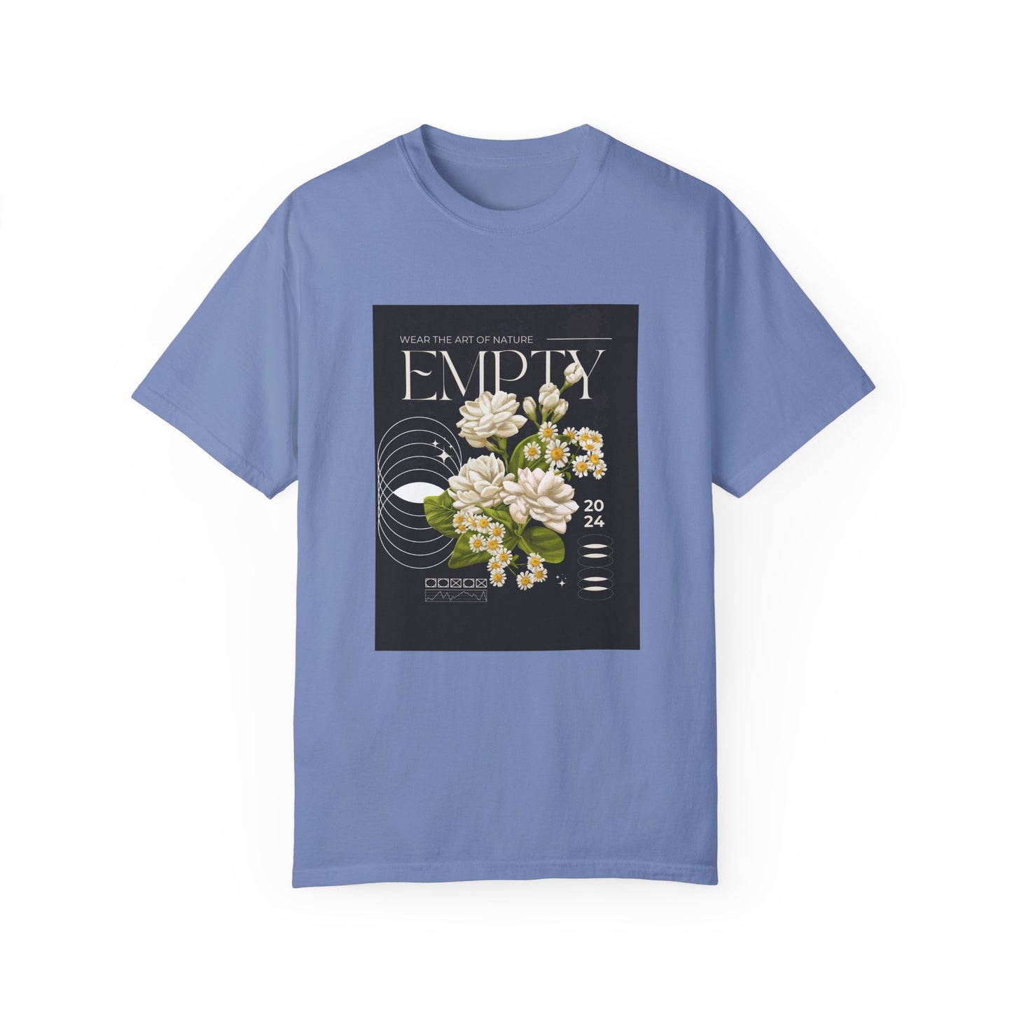 Floral Art Unisex Garment-Dyed T-shirt - 'EMPTY' Design