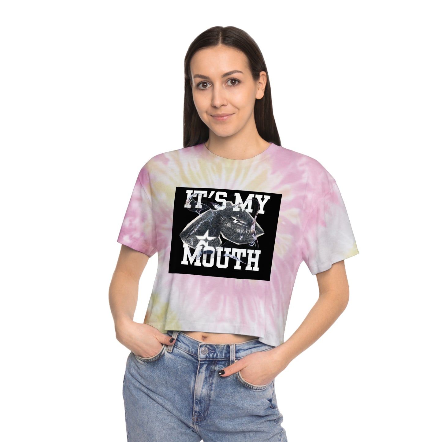 It's My Mouth Tie-Dye Crop Tee for Women - Fun and Stylish Summer Apparel