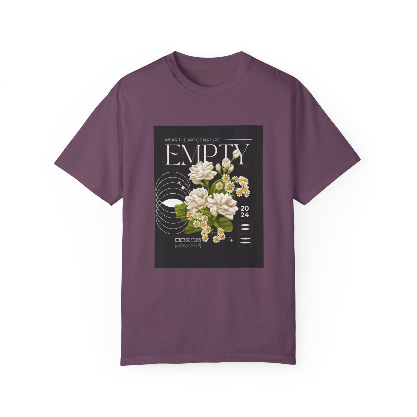Floral Art Unisex Garment-Dyed T-shirt - 'EMPTY' Design