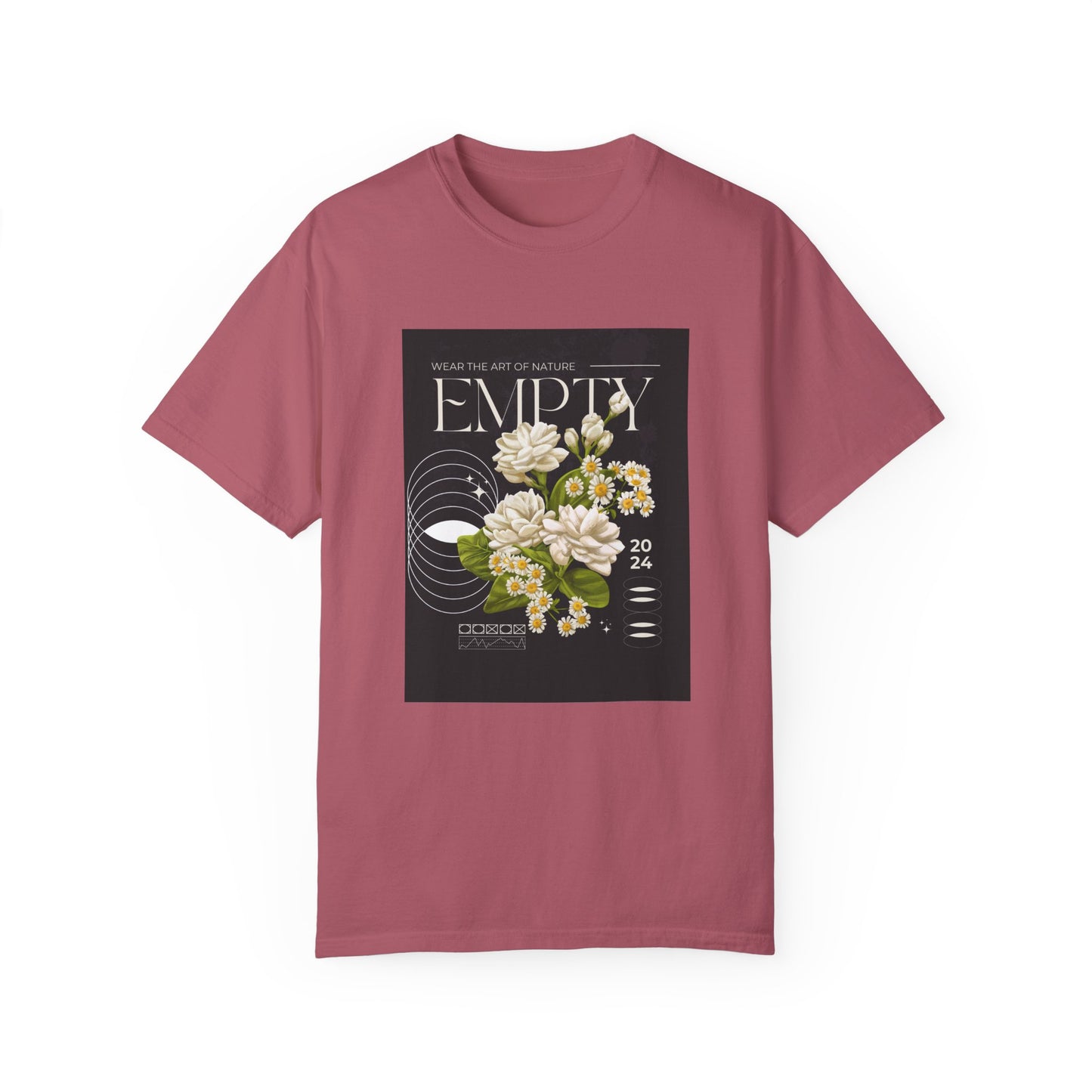 Floral Art Unisex Garment-Dyed T-shirt - 'EMPTY' Design
