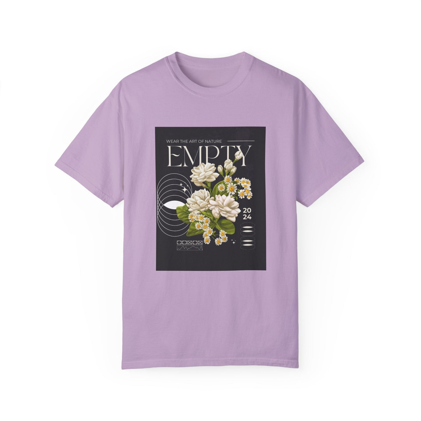 Floral Art Unisex Garment-Dyed T-shirt - 'EMPTY' Design