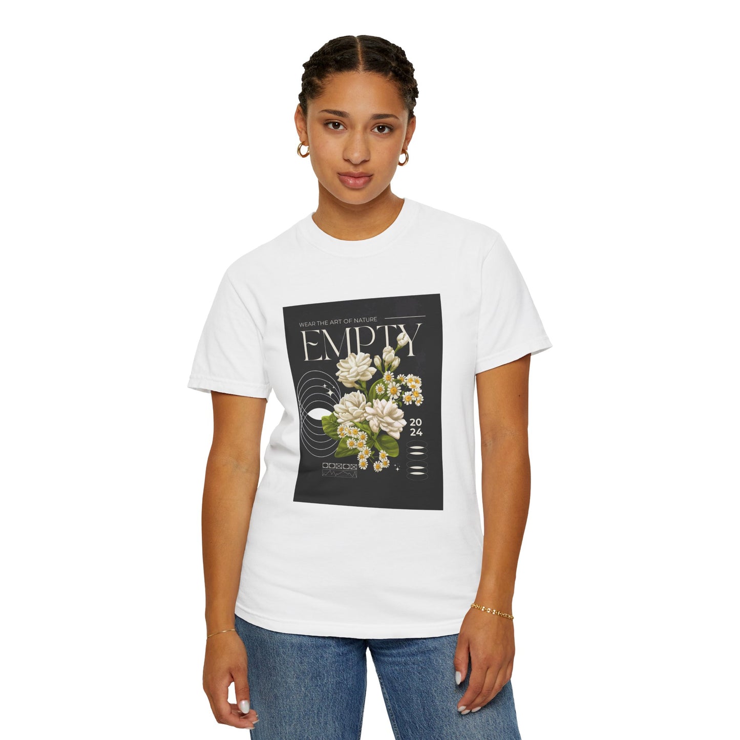 Floral Art Unisex Garment-Dyed T-shirt - 'EMPTY' Design