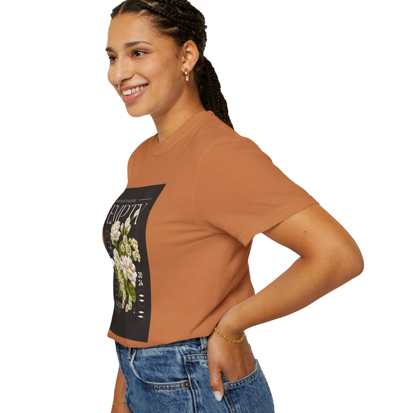 Floral Art Unisex Garment-Dyed T-shirt - 'EMPTY' Design