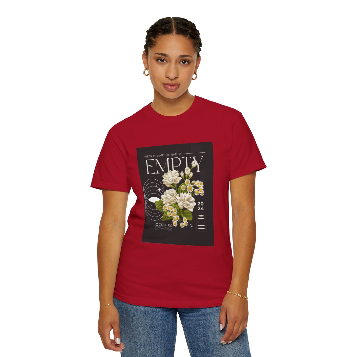 Floral Art Unisex Garment-Dyed T-shirt - 'EMPTY' Design