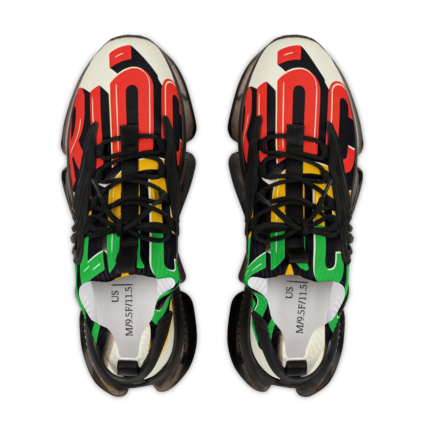 Baskets en maille graphique colorées noires Prince pour un style audacieux | Chaussures de sport pour hommes