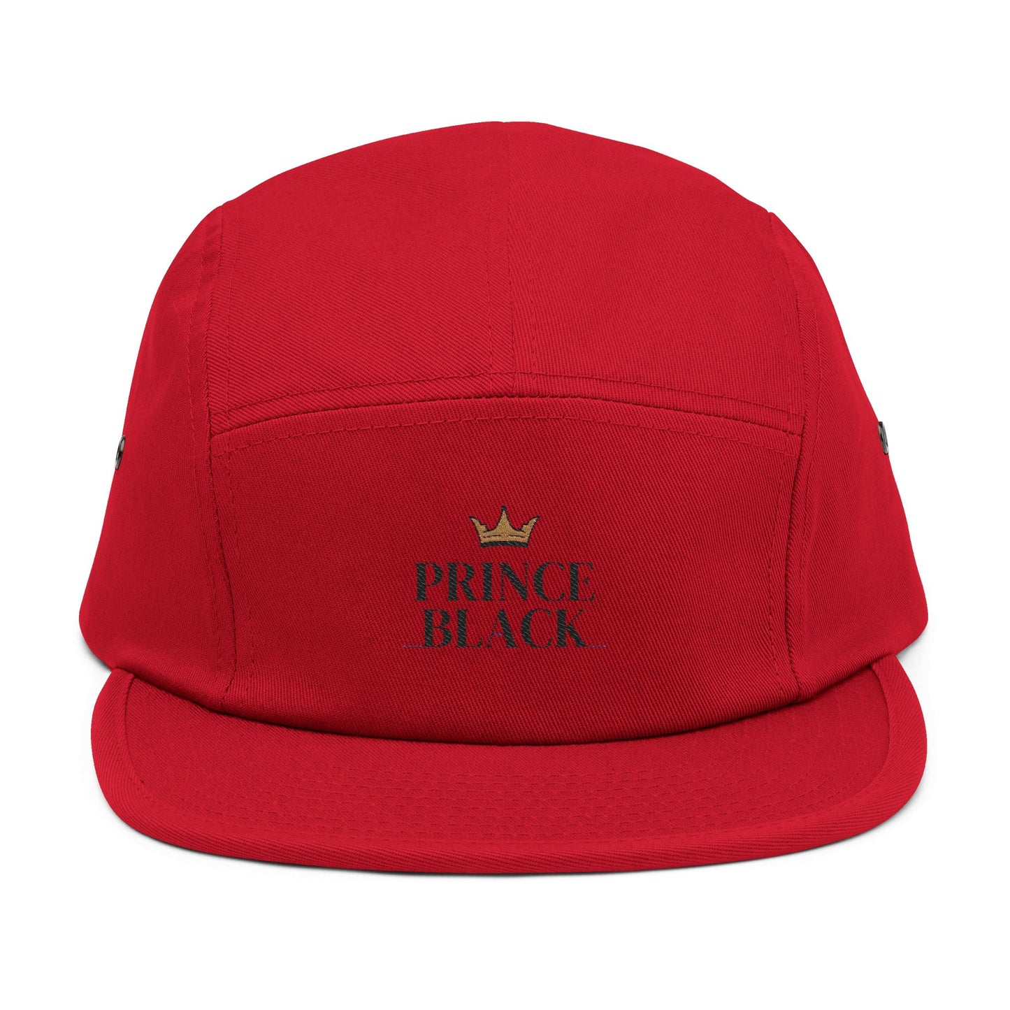 Prince Black Embroidered 5 Panel Cap - Stylish Casual Hat for Everyday Wear