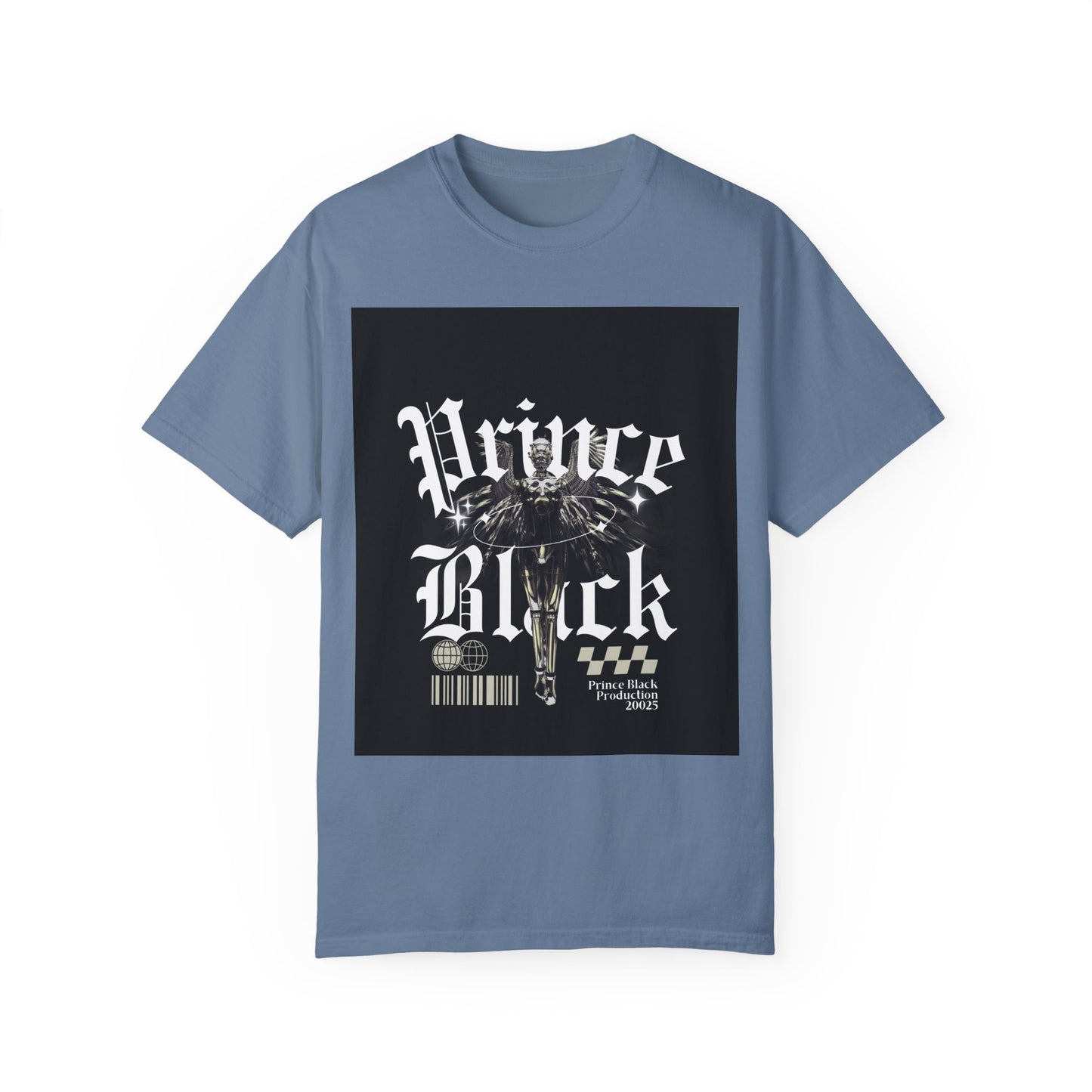 Garment-Dyed T-Shirt - "Prince Black" Graphic Tee - Streetwear Style for Music Lovers