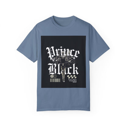 Garment-Dyed T-Shirt - "Prince Black" Graphic Tee - Streetwear Style for Music Lovers