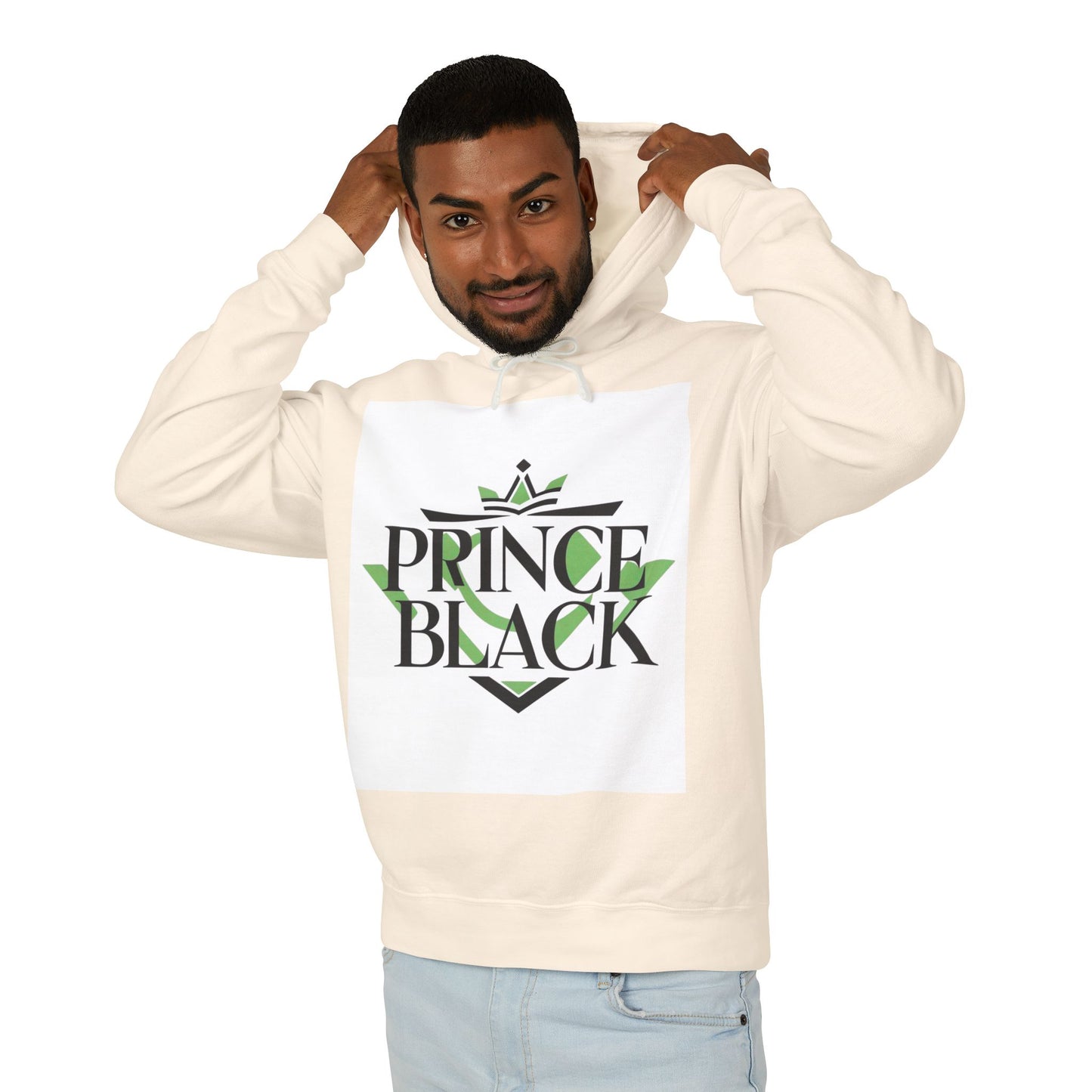 Unisex Lightweight Hooded Sweatshirt - 'Prince Black' Graphic Design