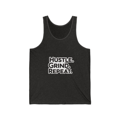 Hustle Grind Repeat Unisex Jersey Tank - Motivational Fitness Shirt