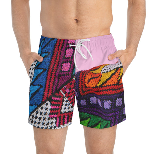 Colorful Bohemian Swim Trunks - Vibrant Beachwear for Summer Fun