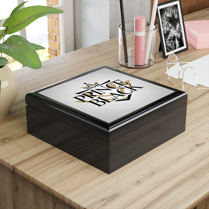 Elegant Black Jewelry Box with Crown Design - Perfect Gift for Him