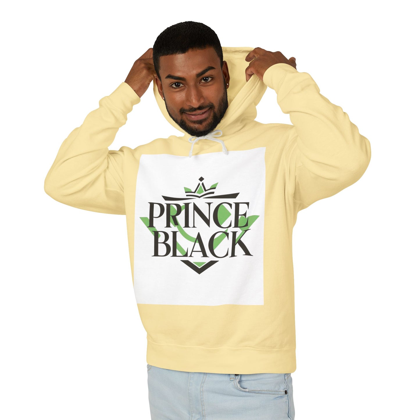 Unisex Lightweight Hooded Sweatshirt - 'Prince Black' Graphic Design