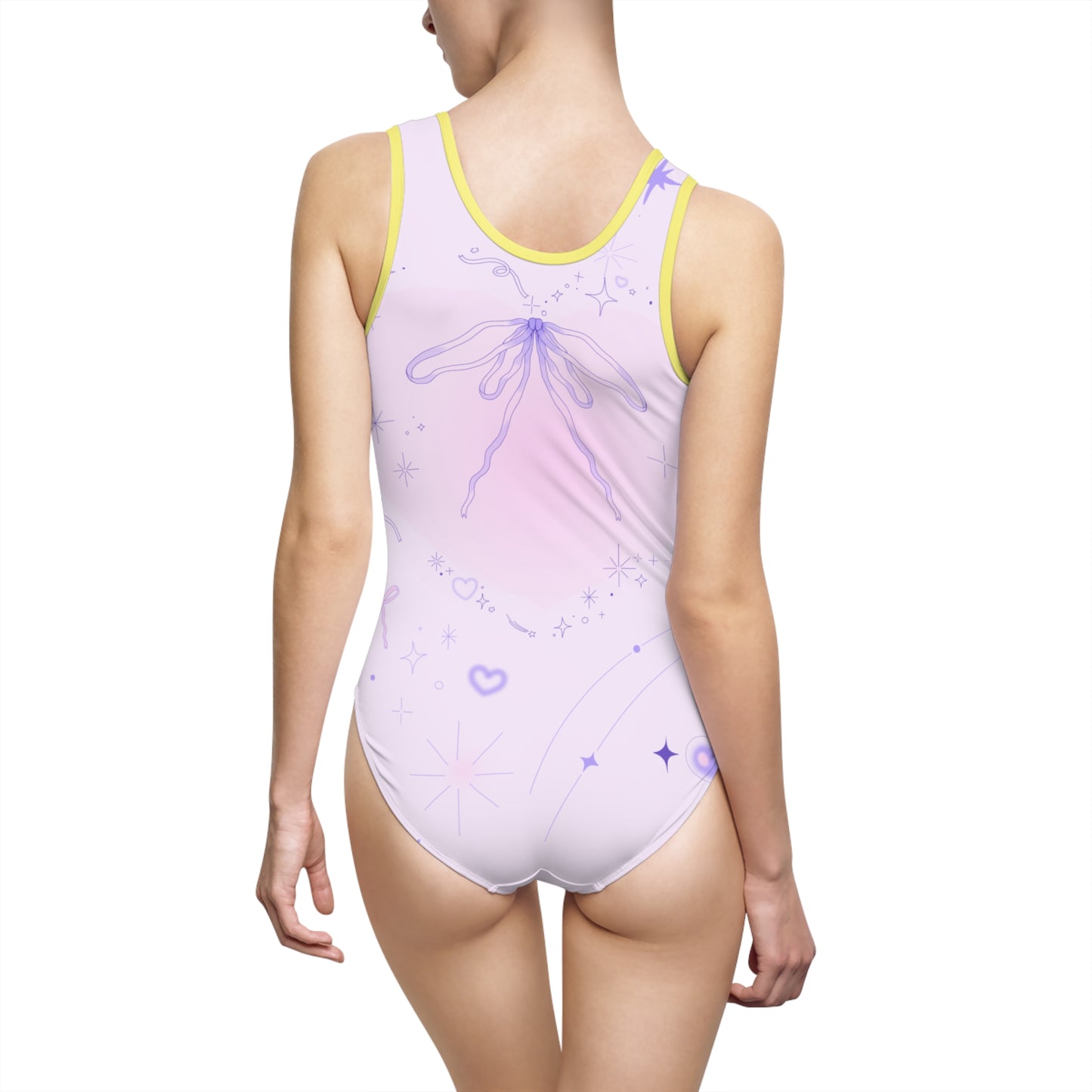 Dreamy Pastel One-Piece Swimsuit for Women - Starry Design 