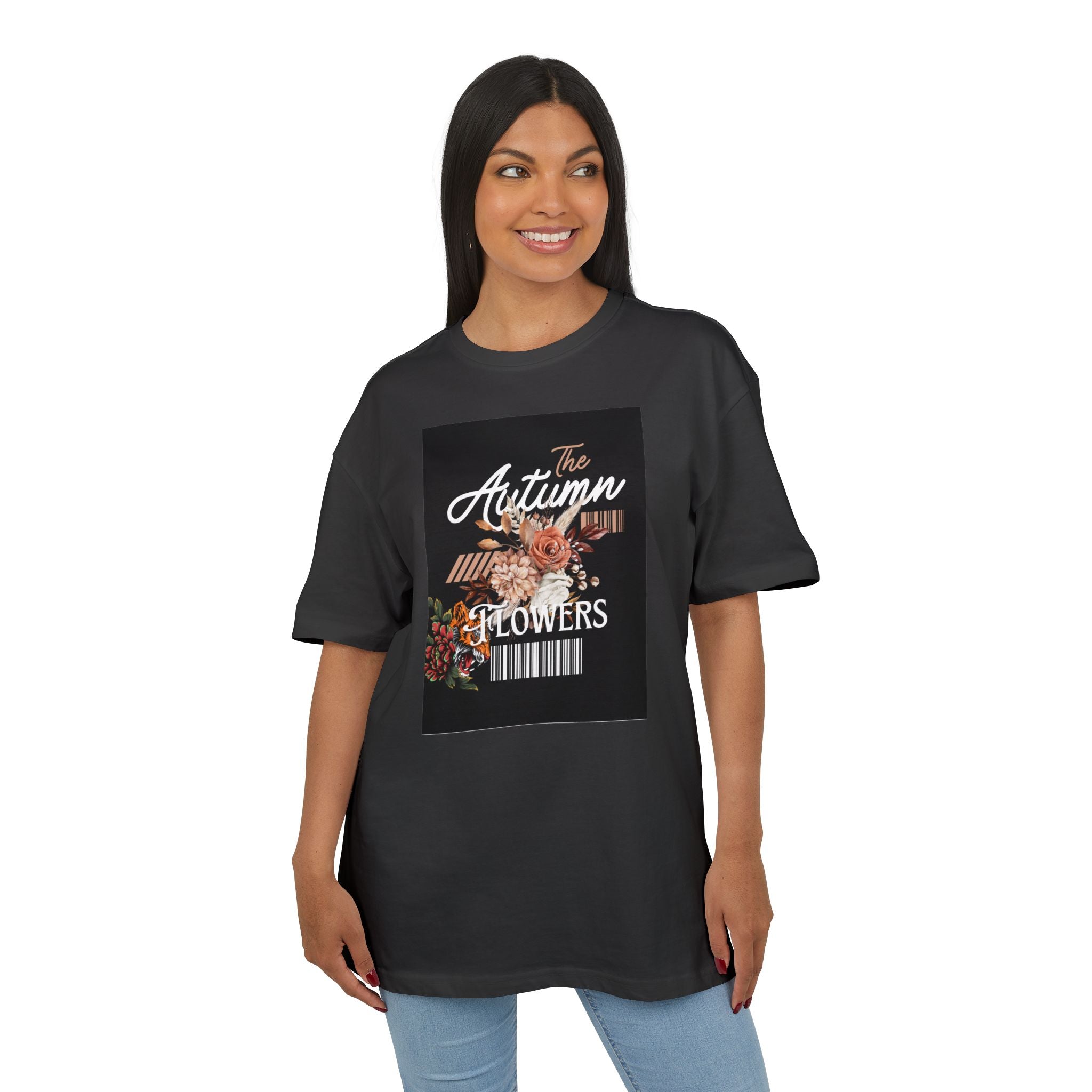 Autumn Flowers Oversize Tee | Cozy Casual Wear, Graphic T-Shirt, Fall Fashion, Gift for Her, Comfortable Everyday Tee