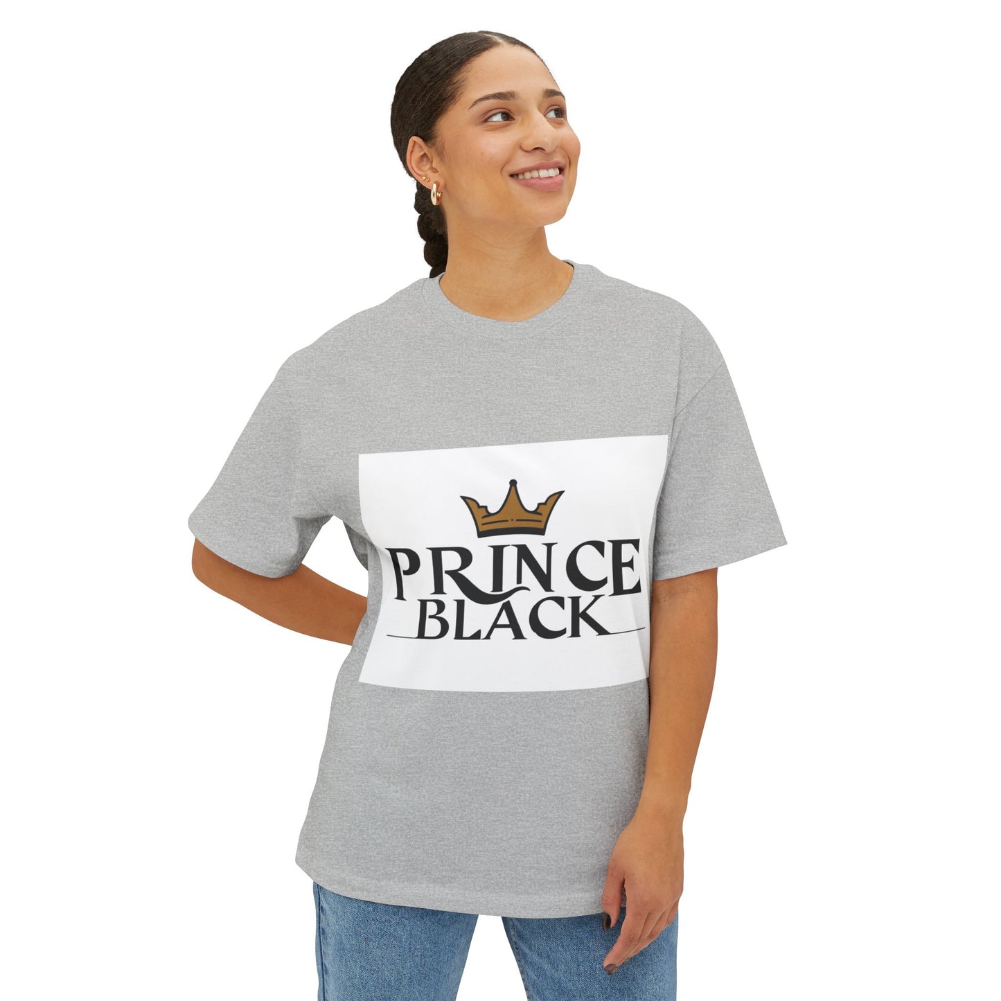 Oversized Boxy Tee - 'Prince Black' Crown Graphic Tee