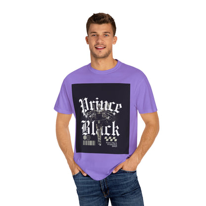 Garment-Dyed T-Shirt - "Prince Black" Graphic Tee - Streetwear Style for Music Lovers