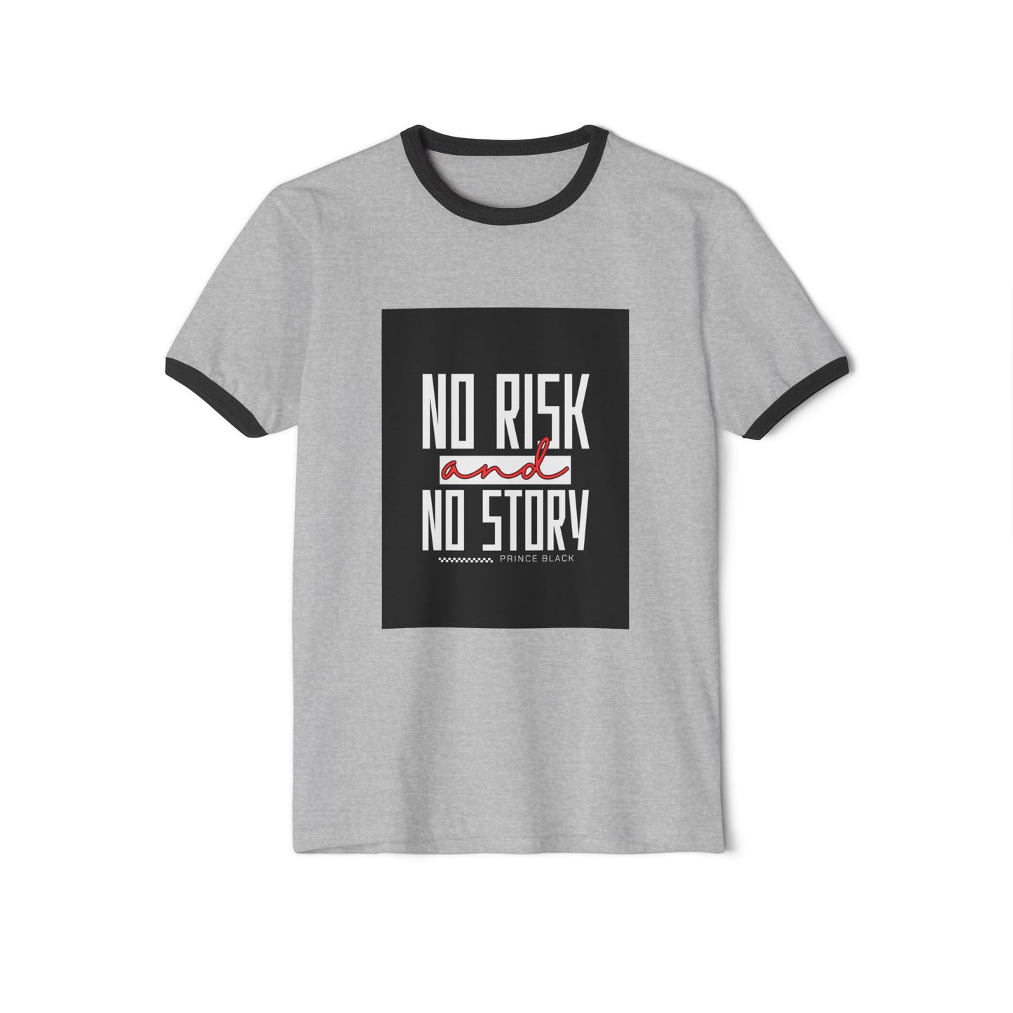Men Motivational Ringer T-Shirt - "No Risk and No Story"