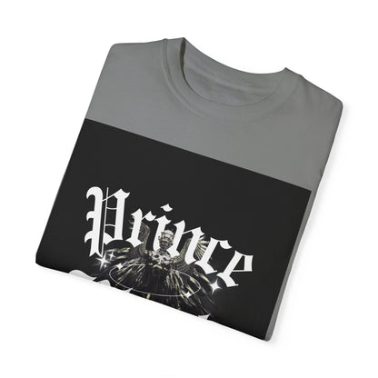 Garment-Dyed T-Shirt - "Prince Black" Graphic Tee - Streetwear Style for Music Lovers