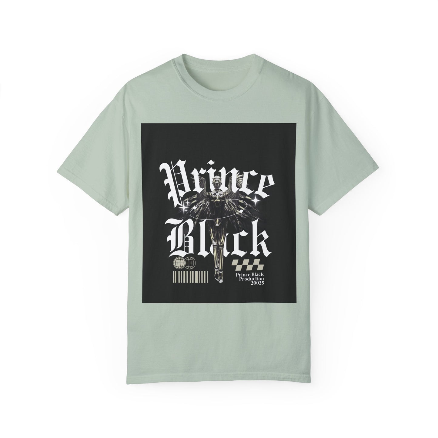 Garment-Dyed T-Shirt - "Prince Black" Graphic Tee - Streetwear Style for Music Lovers