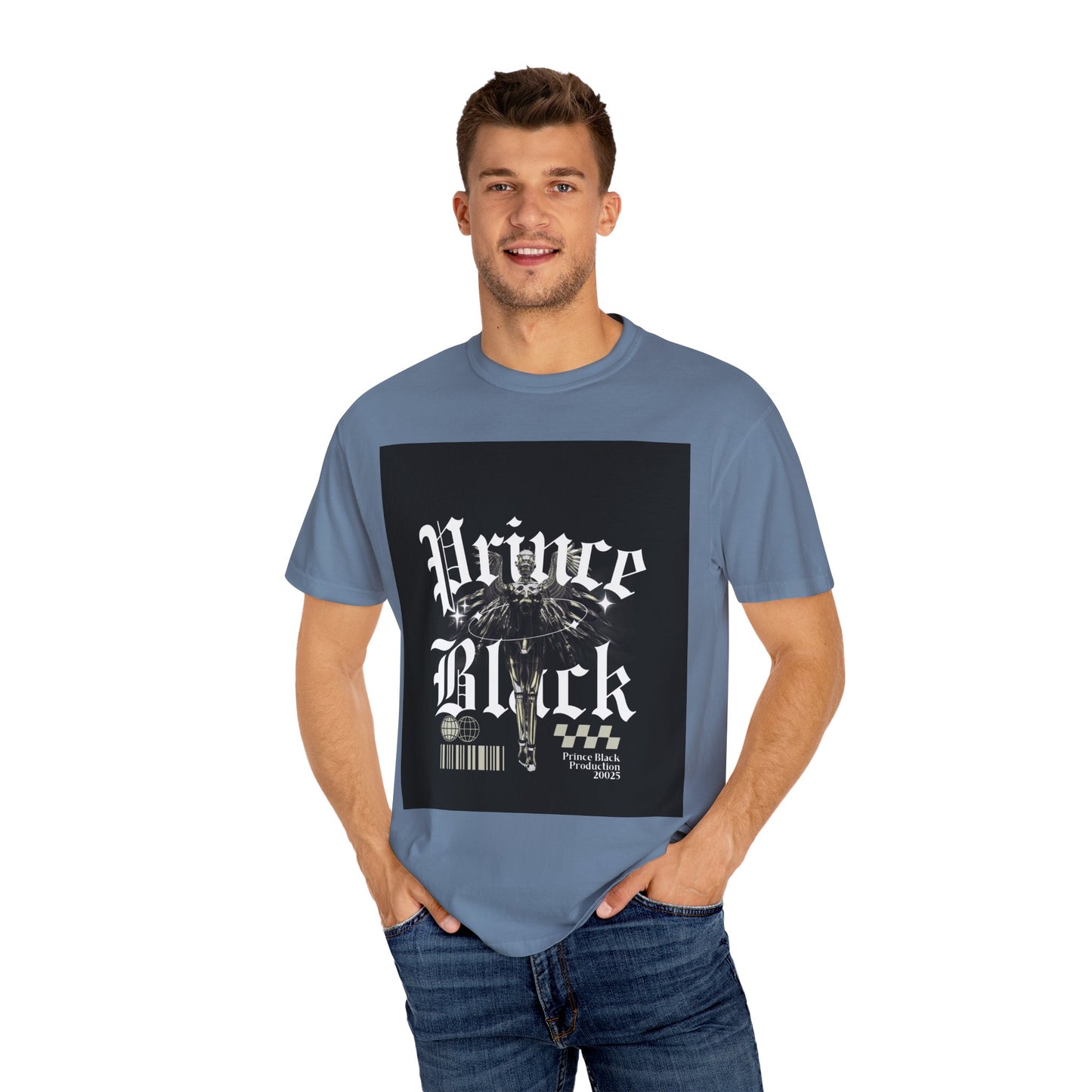 Garment-Dyed T-Shirt - "Prince Black" Graphic Tee - Streetwear Style for Music Lovers