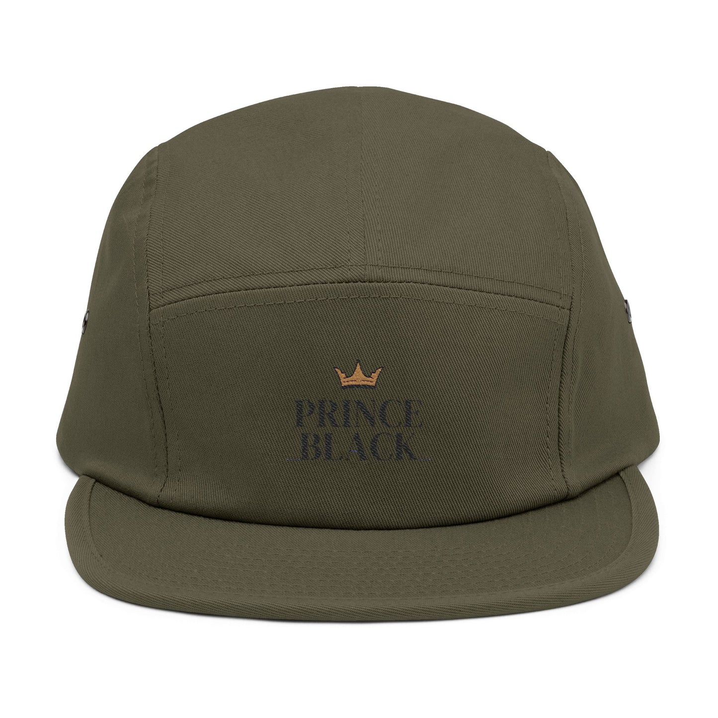Prince Black Embroidered 5 Panel Cap - Stylish Casual Hat for Everyday Wear