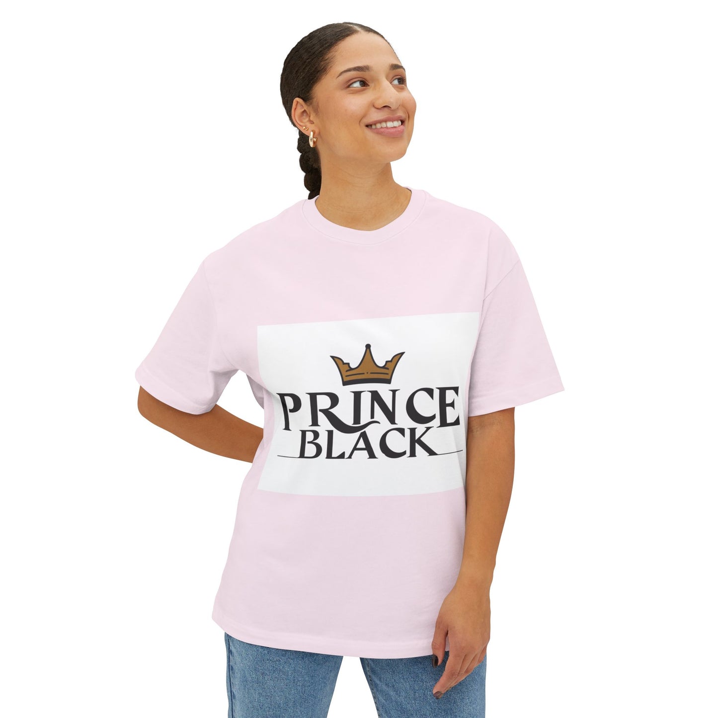 Oversized Boxy Tee - 'Prince Black' Crown Graphic Tee
