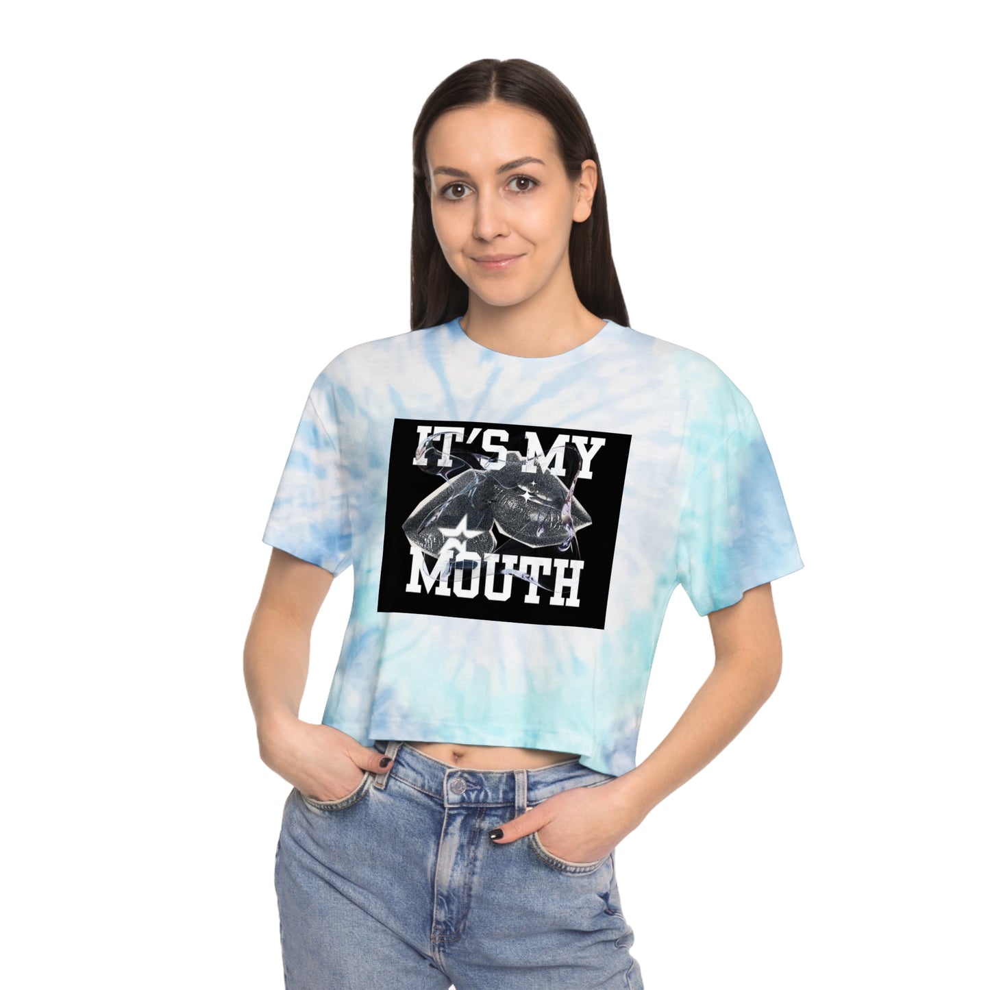 It's My Mouth Tie-Dye Crop Tee for Women - Fun and Stylish Summer Apparel