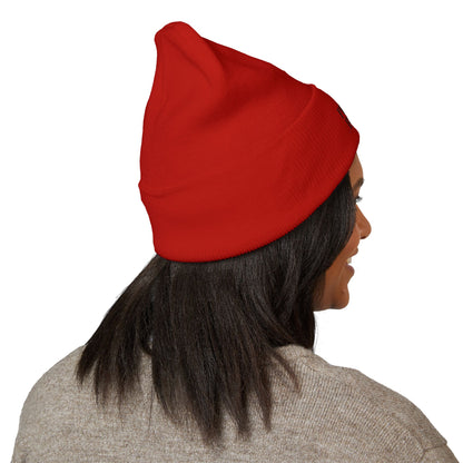 Embroidered Classic Cuffed Beanie - 'Prince Black' White Hat
