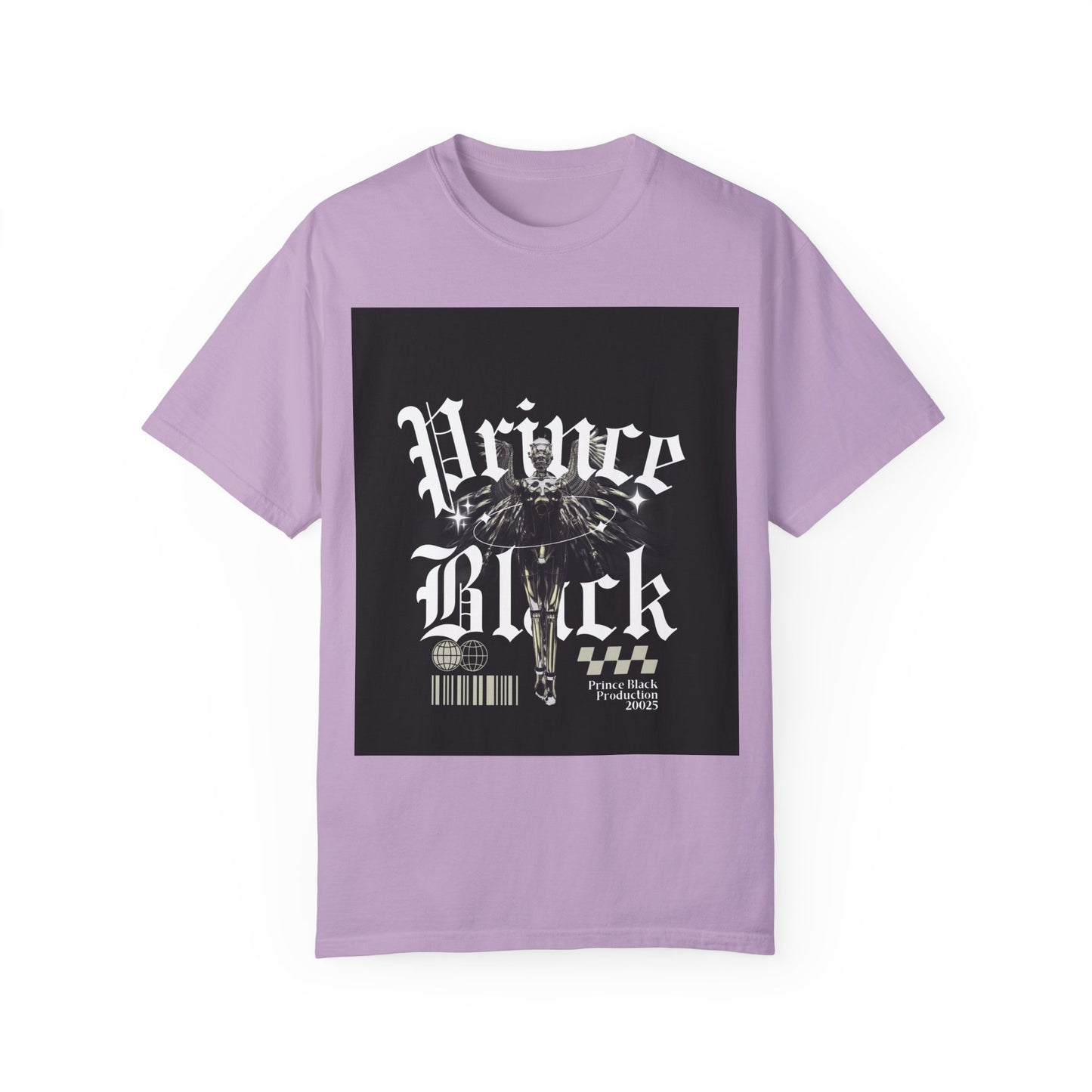 Garment-Dyed T-Shirt - "Prince Black" Graphic Tee - Streetwear Style for Music Lovers