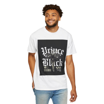 Garment-Dyed T-Shirt - "Prince Black" Graphic Tee - Streetwear Style for Music Lovers