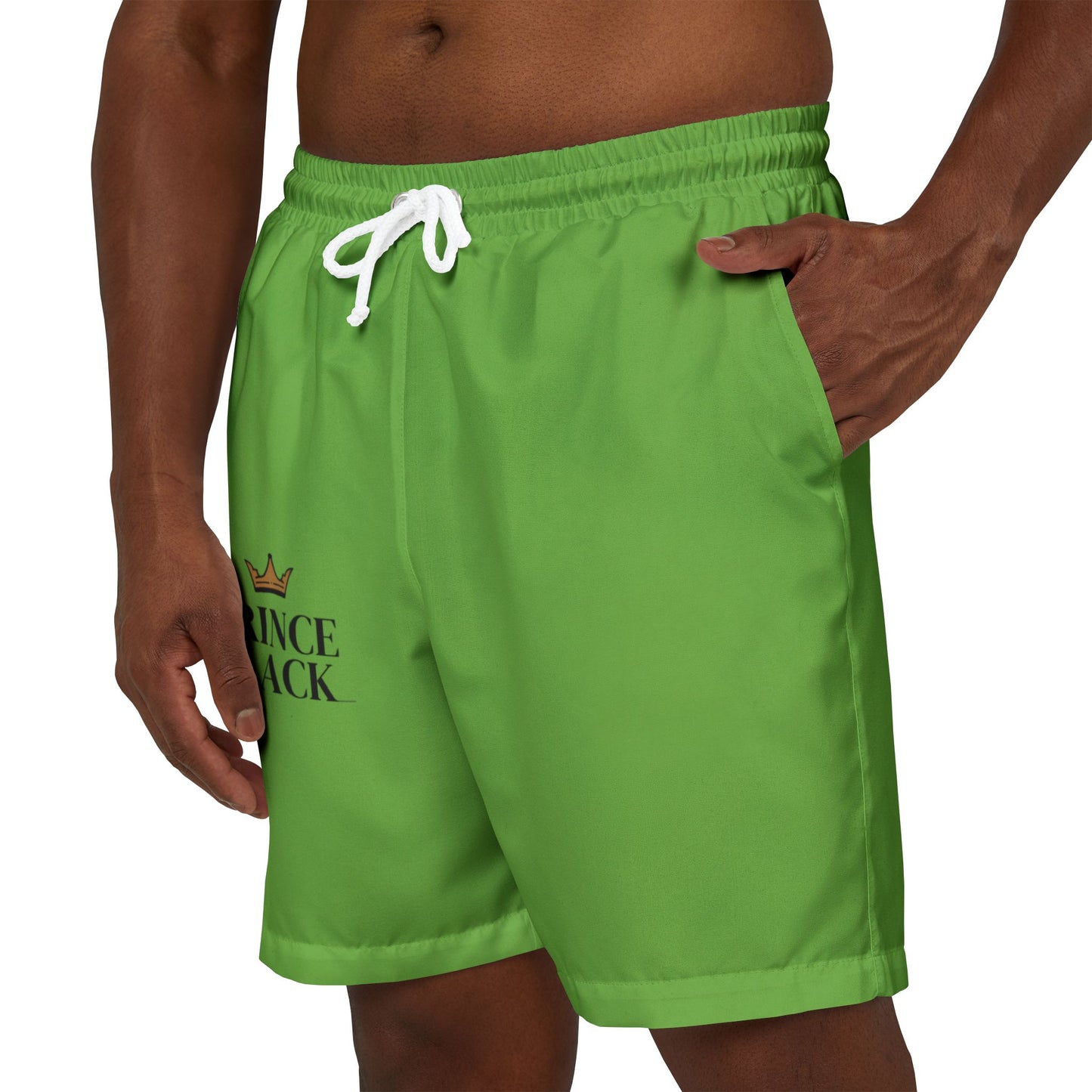 Prince Black Unisex Swim Shorts - Vibrant Green Beachwear for Summer Fun