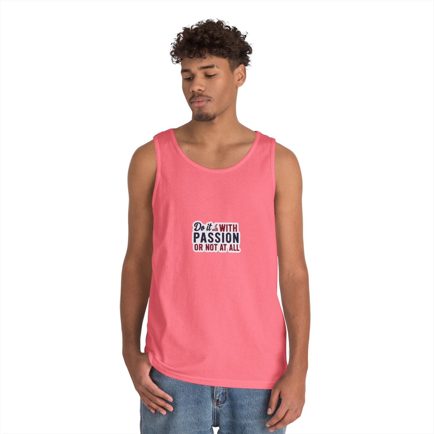 Inspirational Unisex Heavy Cotton Tank Top - "Do it with Passion or Not at All"