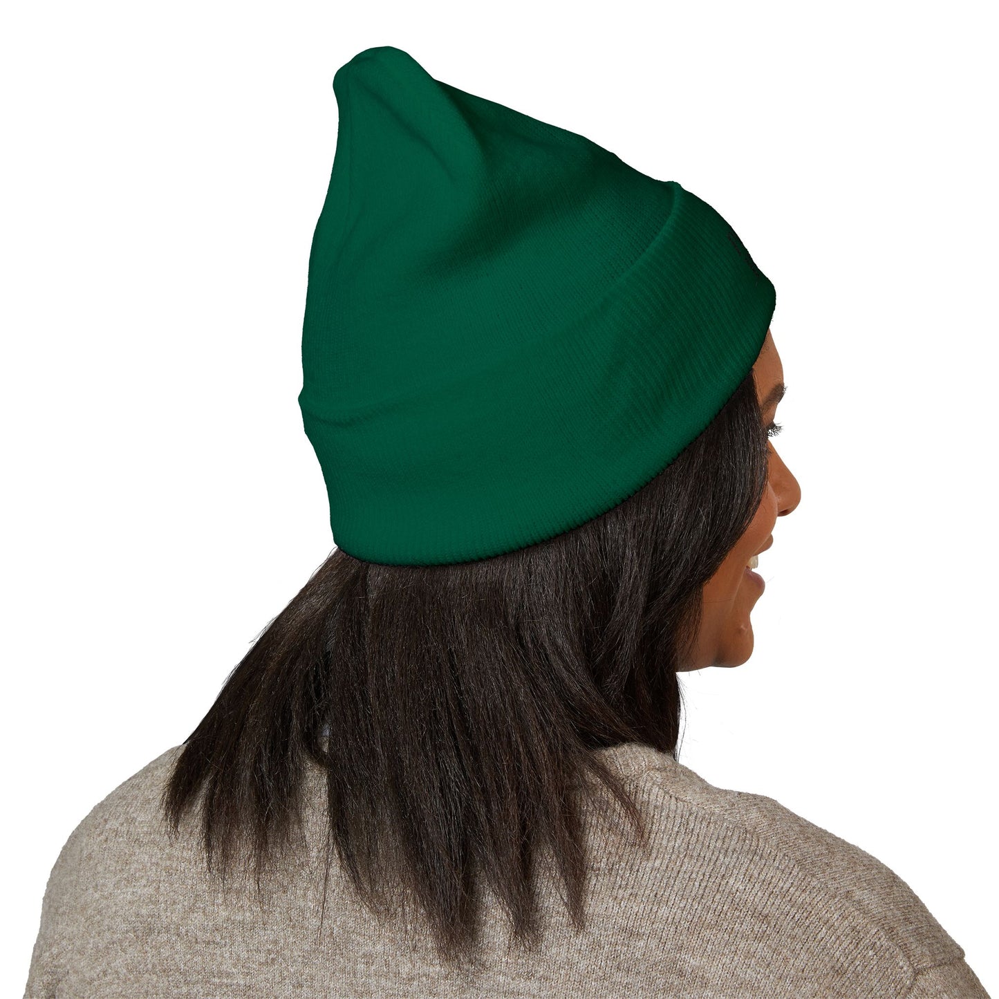Embroidered Classic Cuffed Beanie - 'Prince Black' White Hat