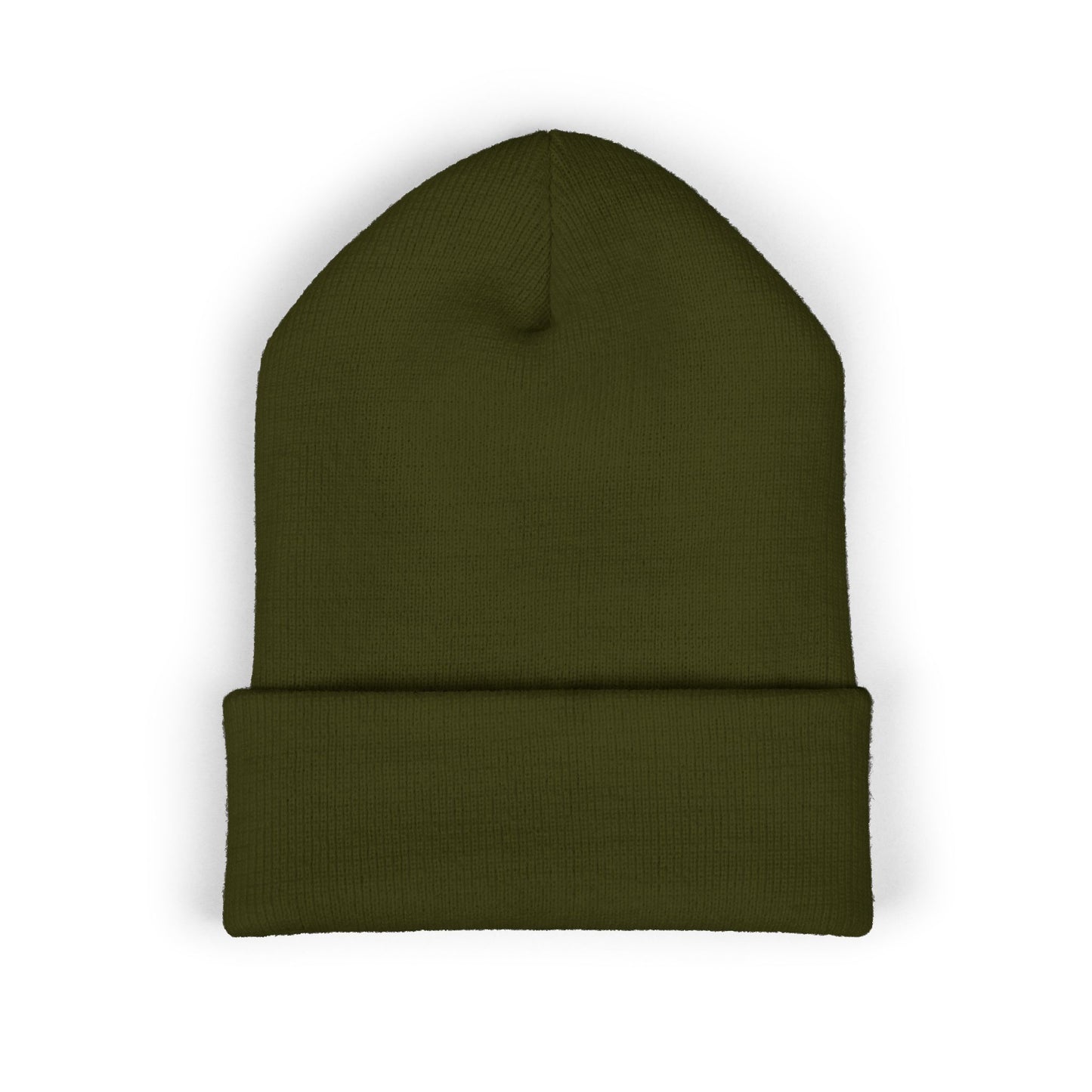 Embroidered Classic Cuffed Beanie - 'Prince Black' White Hat