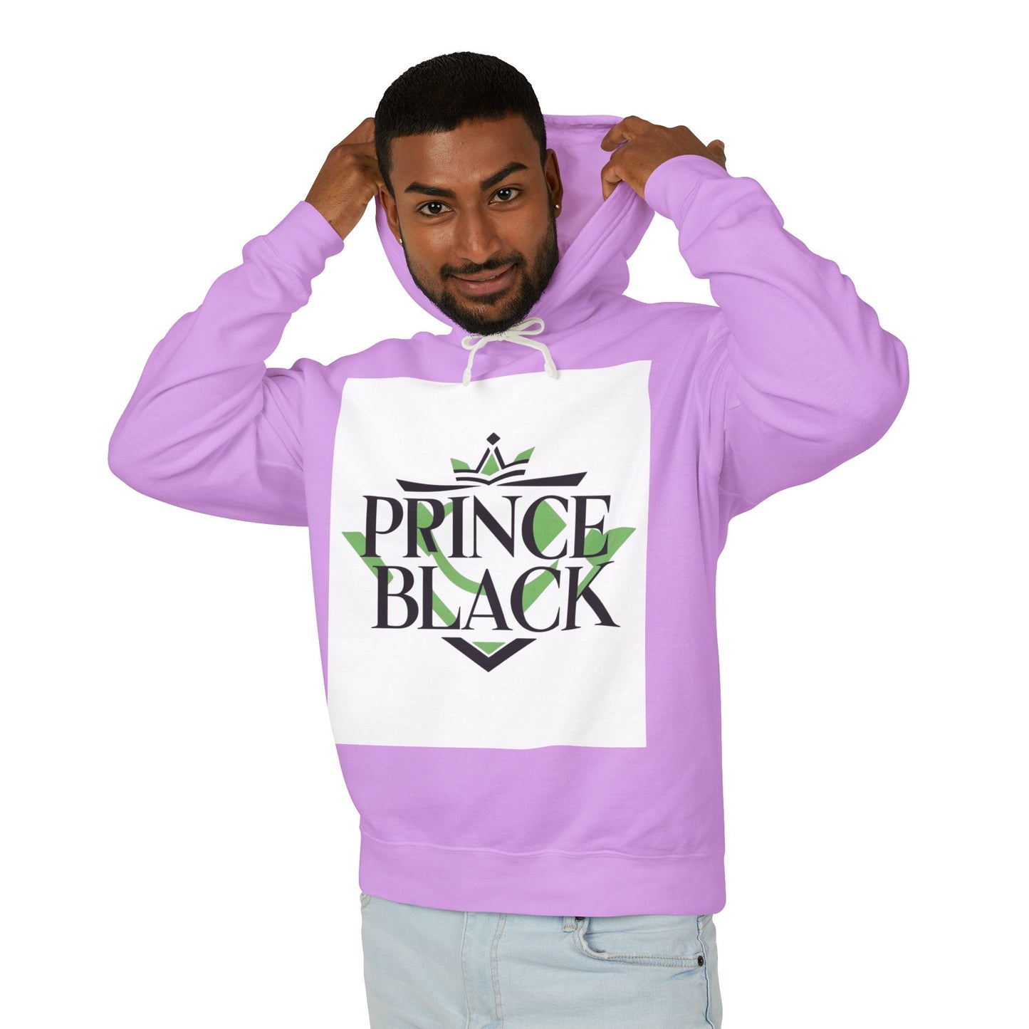 Unisex Lightweight Hooded Sweatshirt - 'Prince Black' Graphic Design