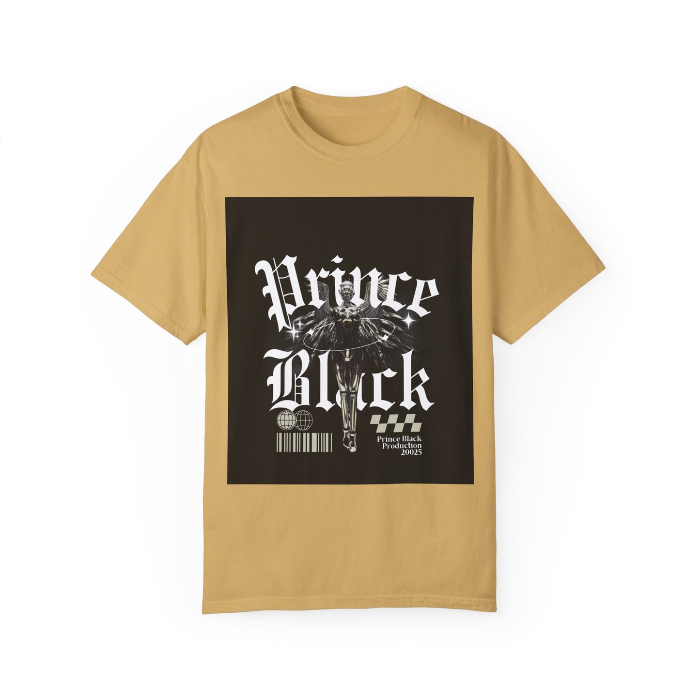 Garment-Dyed T-Shirt - "Prince Black" Graphic Tee - Streetwear Style for Music Lovers