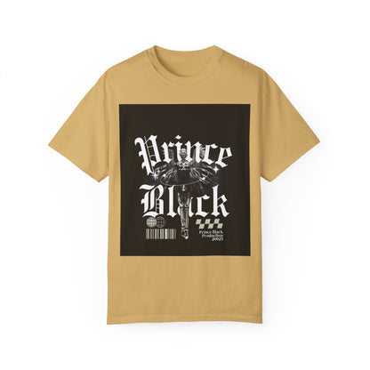 Garment-Dyed T-Shirt - "Prince Black" Graphic Tee - Streetwear Style for Music Lovers