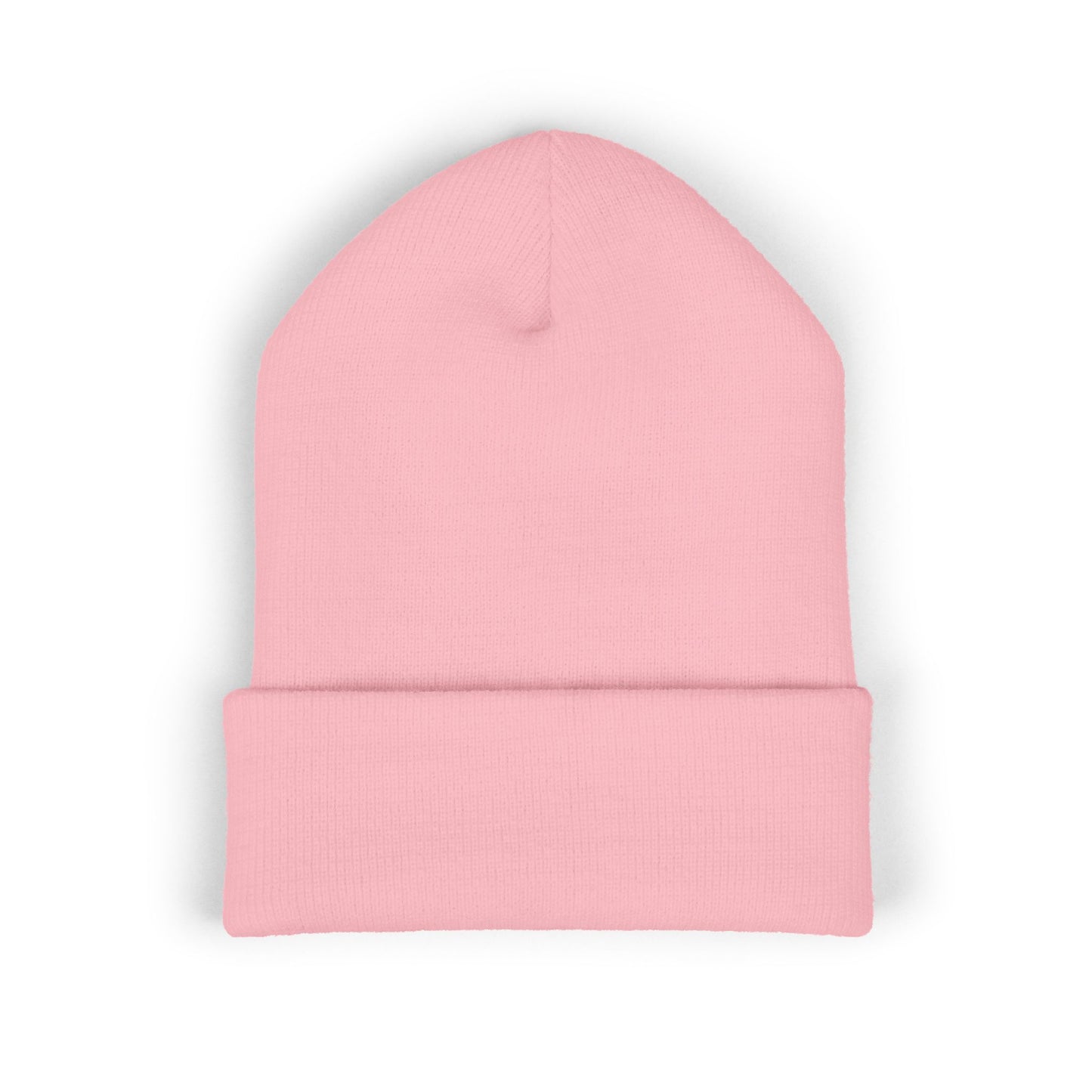 Embroidered Classic Cuffed Beanie - 'Prince Black' White Hat