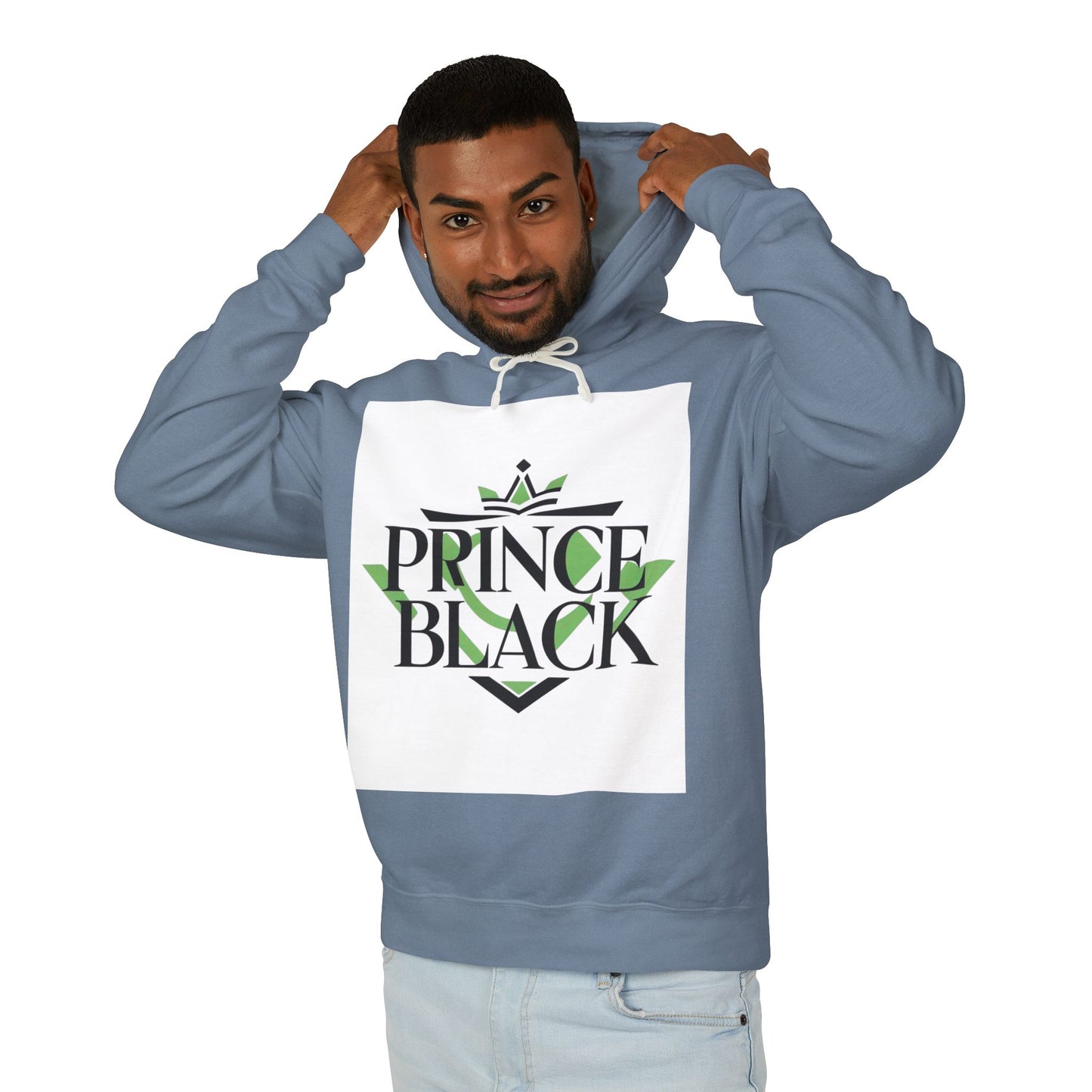 Unisex Lightweight Hooded Sweatshirt - 'Prince Black' Graphic Design