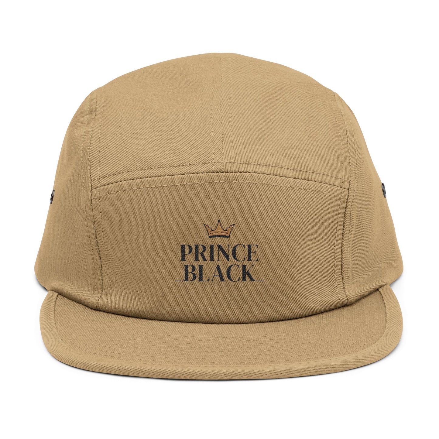 Prince Black Embroidered 5 Panel Cap - Stylish Casual Hat for Everyday Wear
