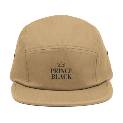 Prince Black Embroidered 5 Panel Cap - Stylish Casual Hat for Everyday Wear