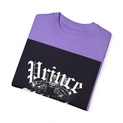 Garment-Dyed T-Shirt - "Prince Black" Graphic Tee - Streetwear Style for Music Lovers